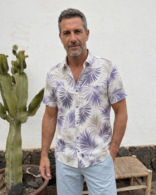 Camisa Mao Palma - Azul Mediterráneo
